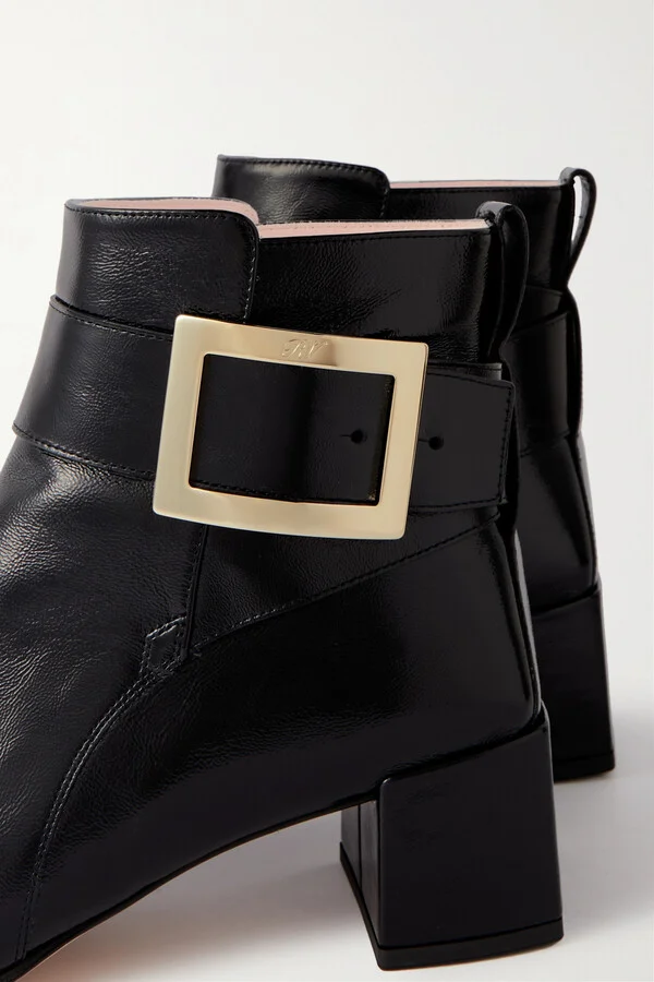 Roger Vivier - City Buckled Glossed-leather Ankle Boots - Black - Image 4