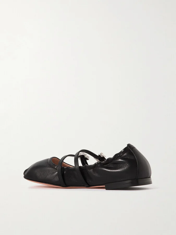Roger Vivier - Crystal-embellished Leather Ballet Flats - Black - Image 3