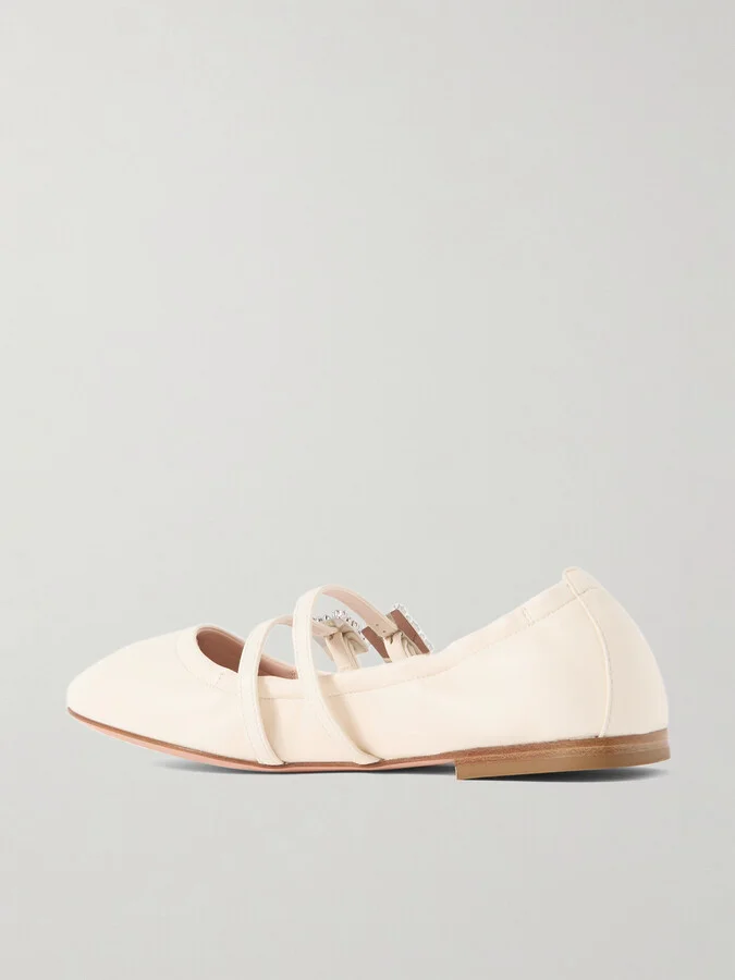 Roger Vivier - Crystal-embellished Leather Ballet Flats - Off-white - Image 3