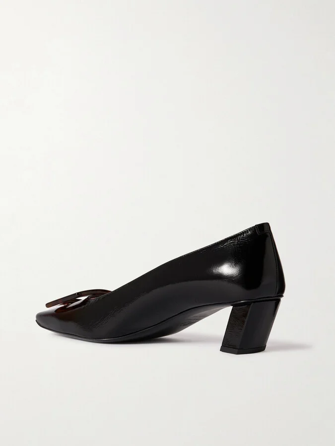 Roger Vivier - Decolleté Belle Vivier 45 Crinkled Patent-leather Pumps - Black - Image 3