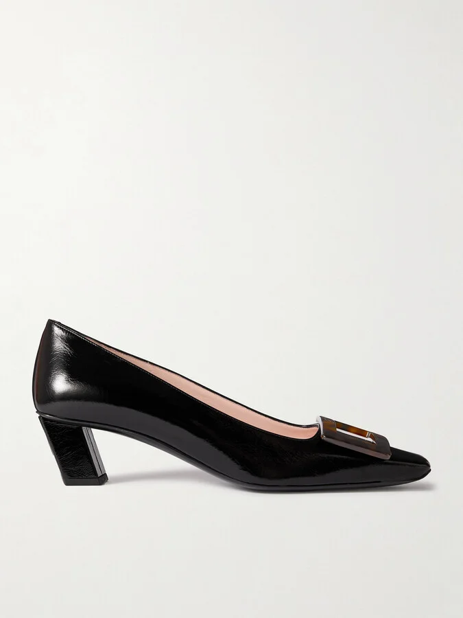 Roger Vivier - Decolleté Belle Vivier 45 Crinkled Patent-leather Pumps - Black