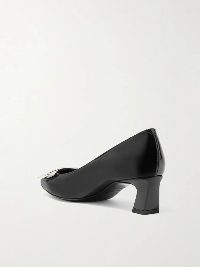 Roger Vivier - Decollete Trompette 45 Patent-leather Pumps - Black - Image 3