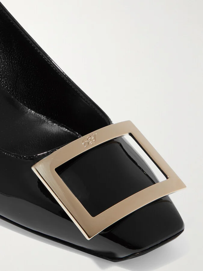 Roger Vivier - Decollete Trompette 45 Patent-leather Pumps - Black - Image 4