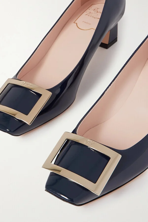 Roger Vivier - Decollete Trompette 45 Patent-leather Pumps - Blue - Image 4