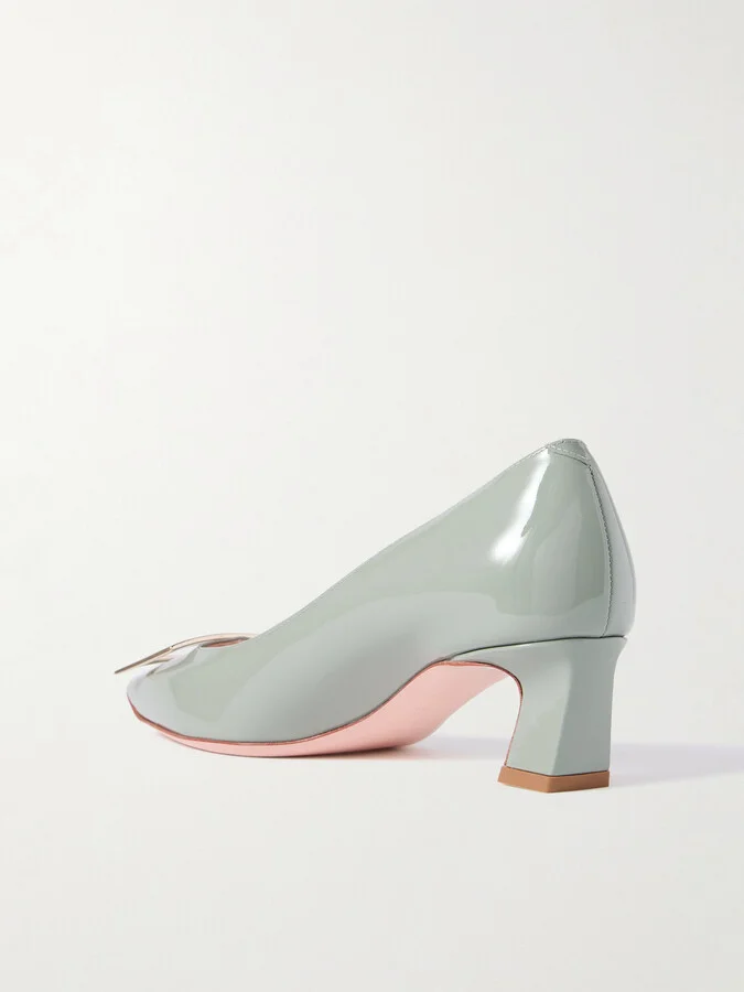 Roger Vivier - Decollete Trompette 45 Patent-leather Pumps - Green - Image 3