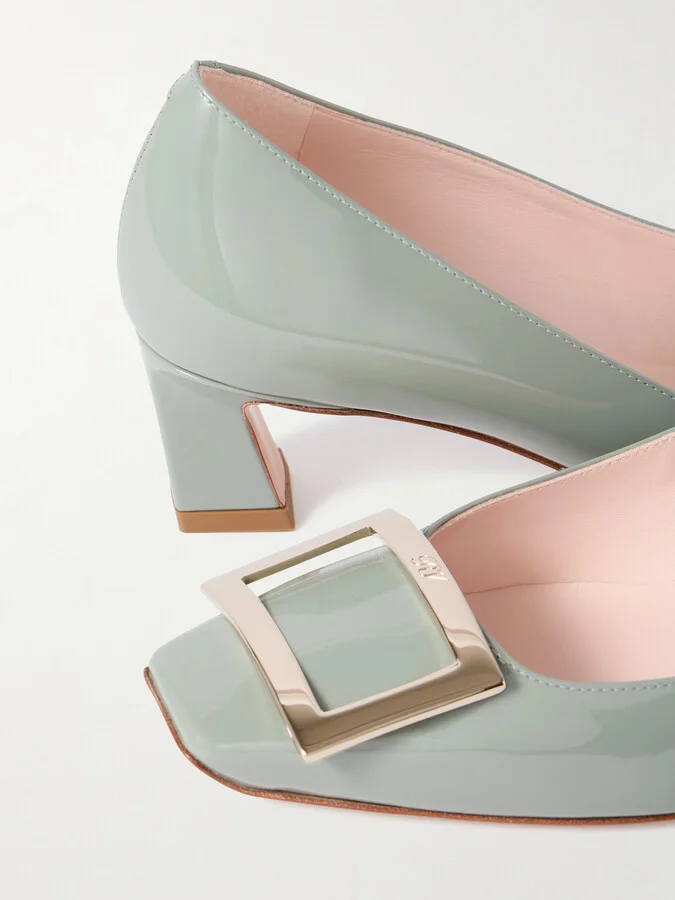 Roger Vivier - Decollete Trompette 45 Patent-leather Pumps - Green - Image 4