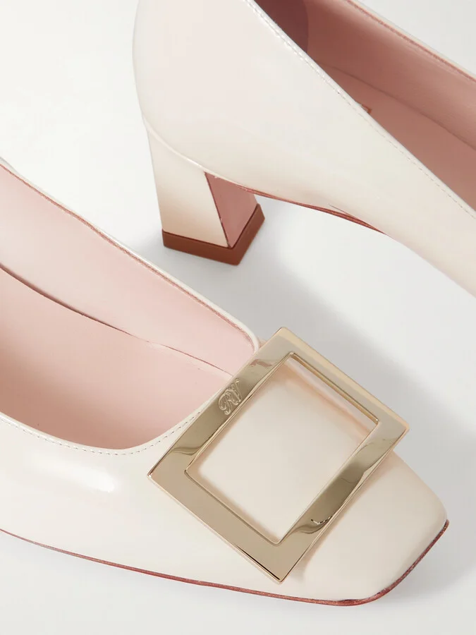 Roger Vivier - Decollete Trompette 45 Patent-leather Pumps - Off-white - Image 4
