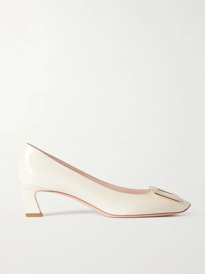 Roger Vivier - Decollete Trompette 45 Patent-leather Pumps - Off-white