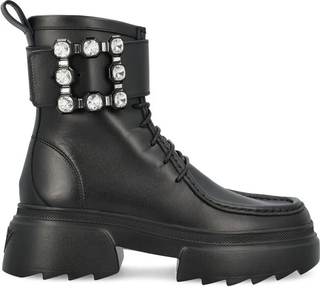 Roger Vivier Embellished Lace-Up Boots