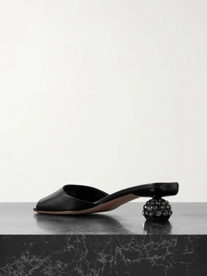 Roger Vivier - Embellished Leather Mules - Black - Image 3