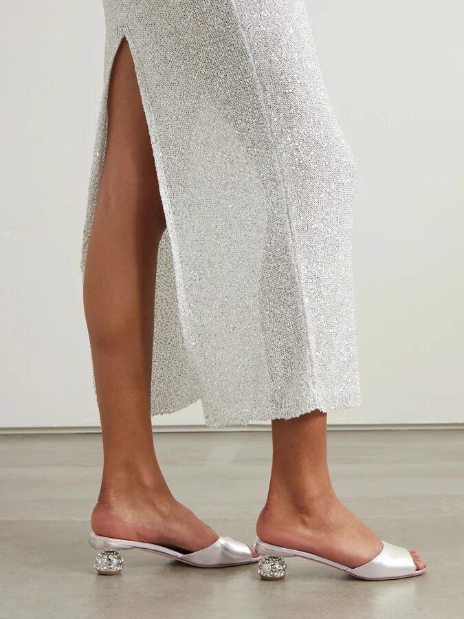 Roger Vivier - Embellished Metallic Leather Mules - Silver - Image 2
