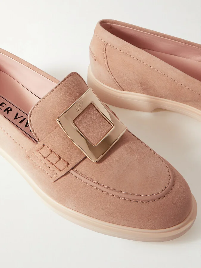 Roger Vivier - Embellished Suede Loafers - Neutrals - Image 4