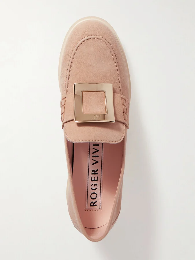 Roger Vivier - Embellished Suede Loafers - Neutrals - Image 5