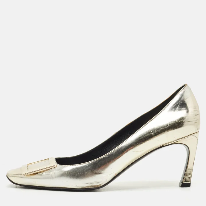 Roger Vivier Gold Leather Trompette Pumps Size 39.5