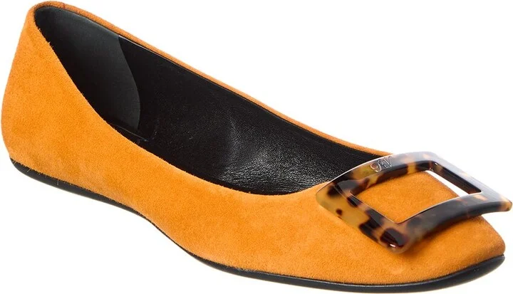Roger Vivier Gommette Turtle Buckle Suede Flat