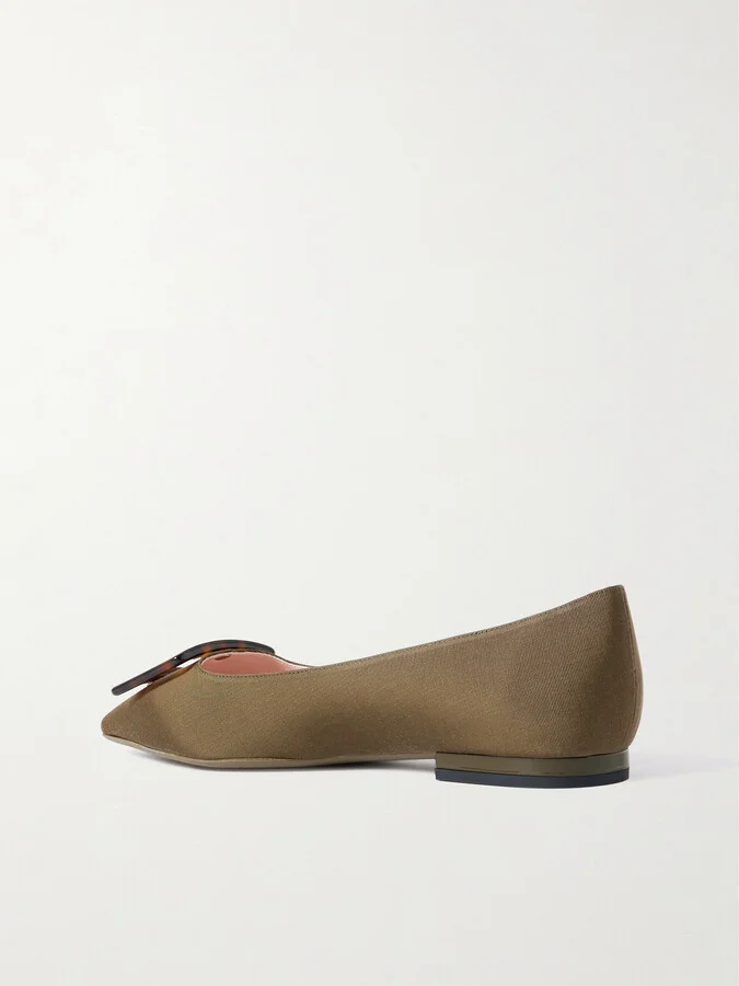 Roger Vivier - Gommettine Buckled Grosgrain Ballet Flats - Green - Image 3