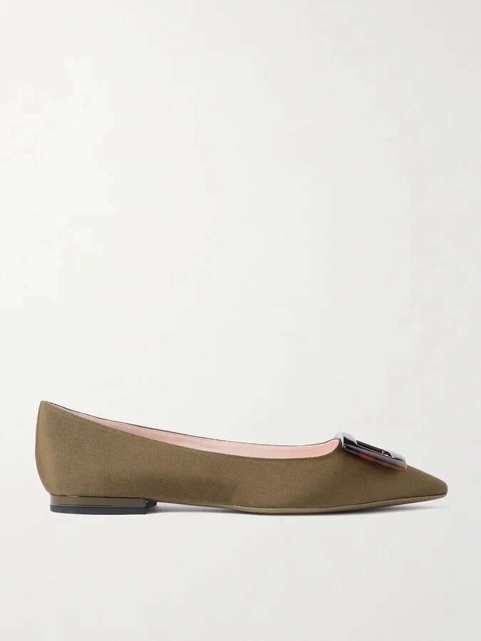 Roger Vivier - Gommettine Buckled Grosgrain Ballet Flats - Green