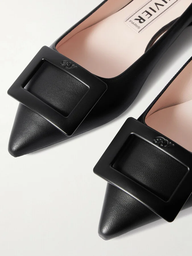 Roger Vivier - Gommettine Buckled Leather Ballet Flats - Black - Image 4