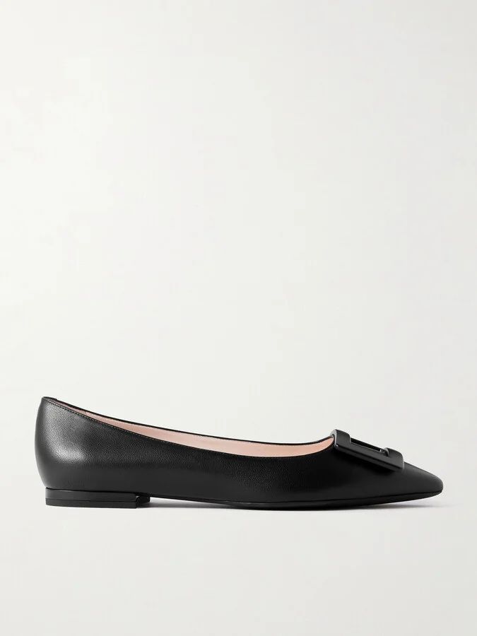 Roger Vivier - Gommettine Buckled Leather Ballet Flats - Black