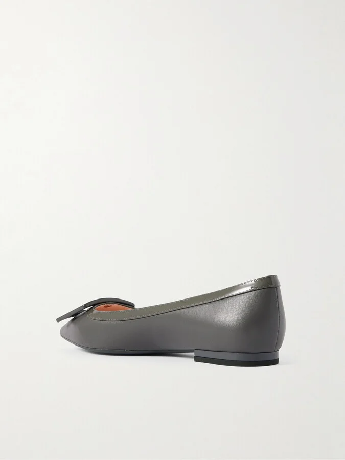 Roger Vivier - Gommettine Buckled Leather Ballet Flats - Gray - Image 3
