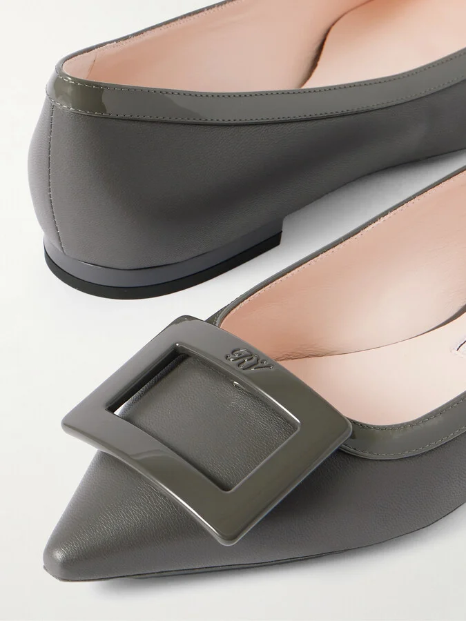 Roger Vivier - Gommettine Buckled Leather Ballet Flats - Gray - Image 4