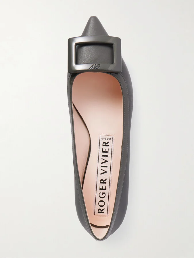 Roger Vivier - Gommettine Buckled Leather Ballet Flats - Gray - Image 5