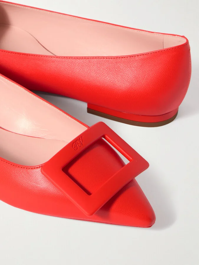 Roger Vivier - Gommettine Buckled Leather Ballet Flats - Red - Image 4