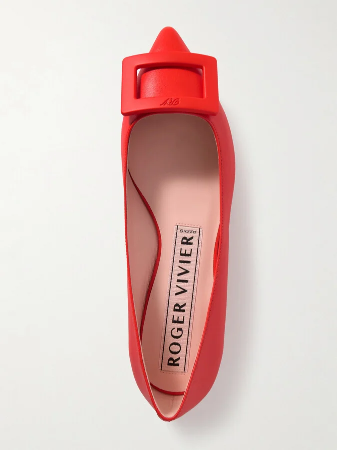 Roger Vivier - Gommettine Buckled Leather Ballet Flats - Red - Image 5