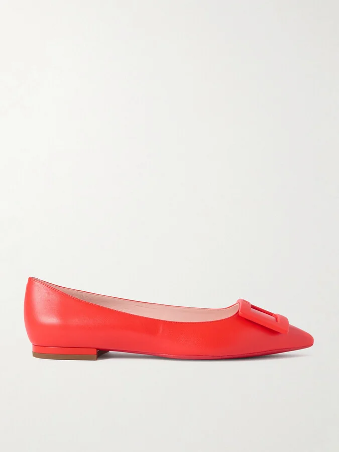 Roger Vivier - Gommettine Buckled Leather Ballet Flats - Red