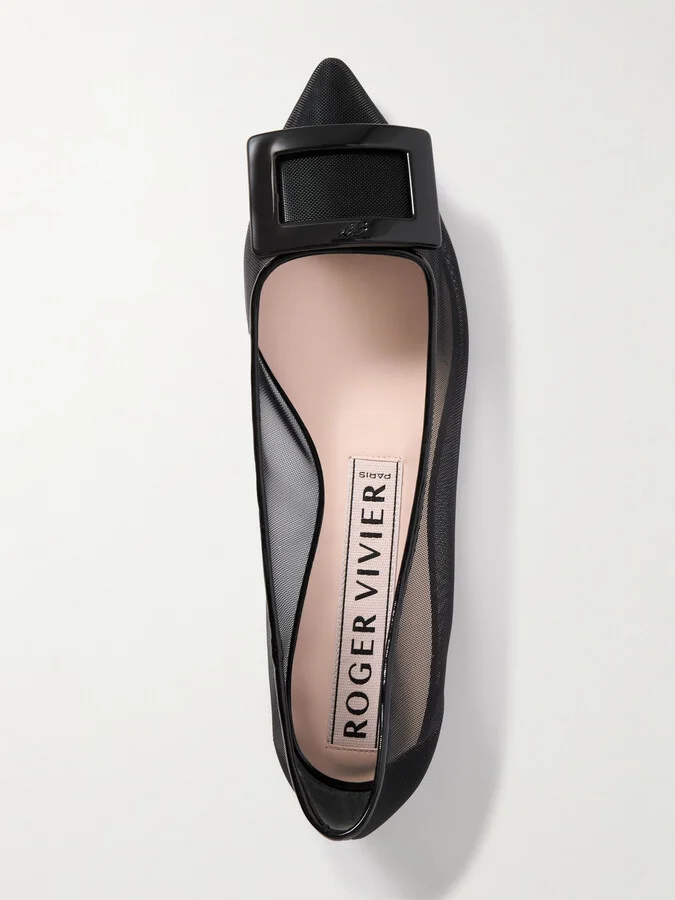 Roger Vivier - Gommettine Buckled Mesh Ballet Flats - Black - Image 5