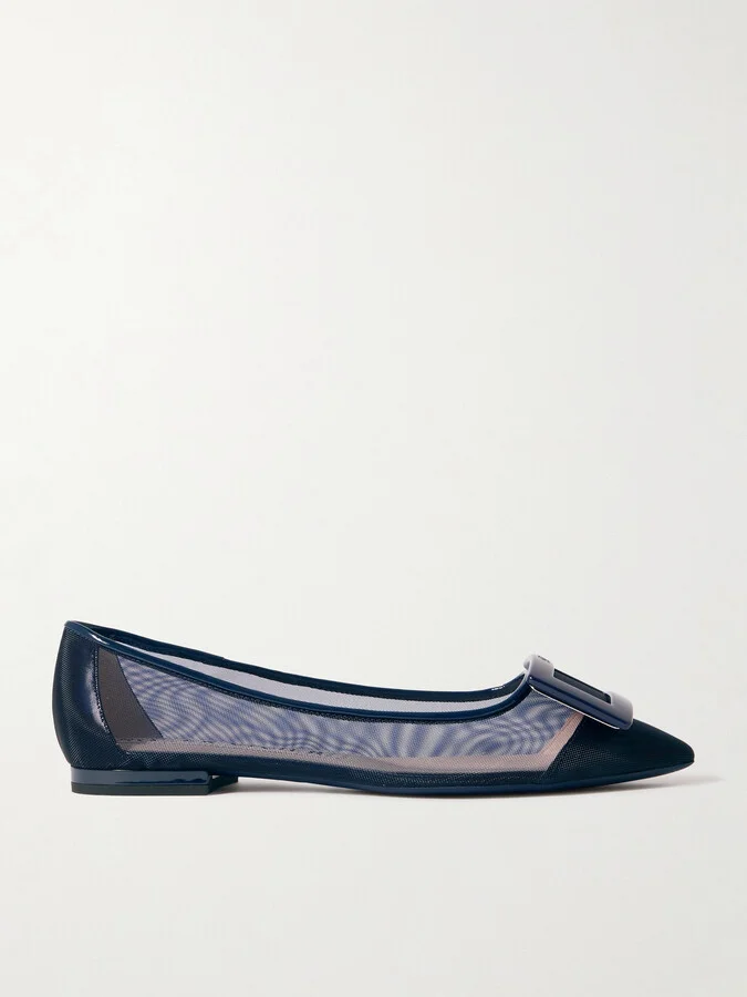 Roger Vivier - Gommettine Buckled Mesh Ballet Flats - Blue