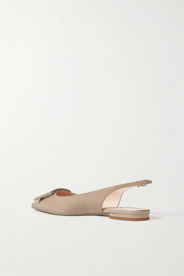 Roger Vivier - Gommettine Leather Point-toe Slingback Flats - Brown - Image 3