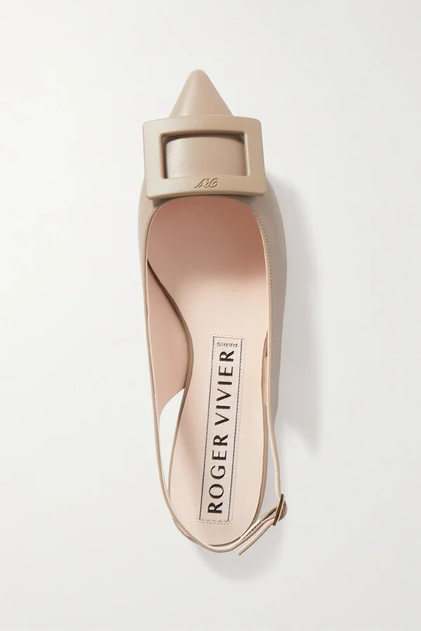 Roger Vivier - Gommettine Leather Point-toe Slingback Flats - Brown - Image 5