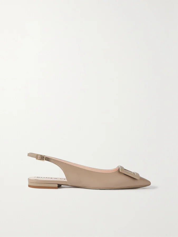 Roger Vivier - Gommettine Leather Point-toe Slingback Flats - Brown