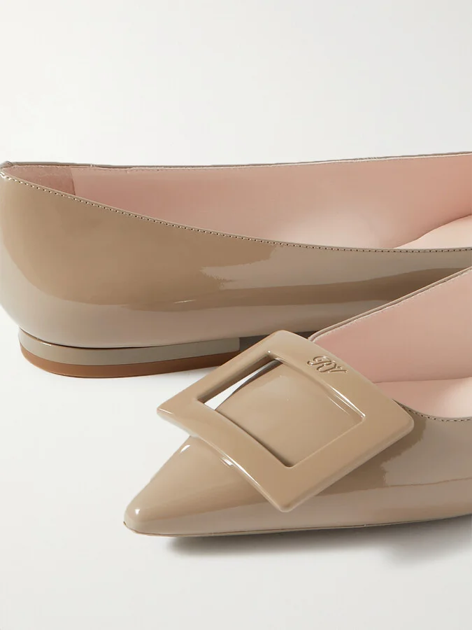 Roger Vivier - Gommettine Patent-leather Point-toe Flats - Brown - Image 4