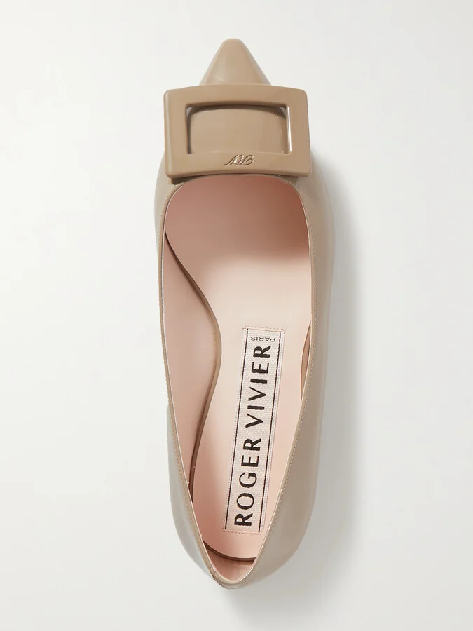 Roger Vivier - Gommettine Patent-leather Point-toe Flats - Brown - Image 5