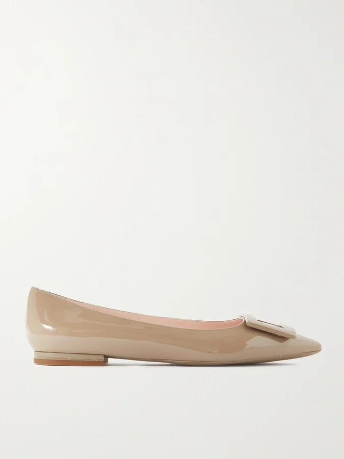 Roger Vivier - Gommettine Patent-leather Point-toe Flats - Brown