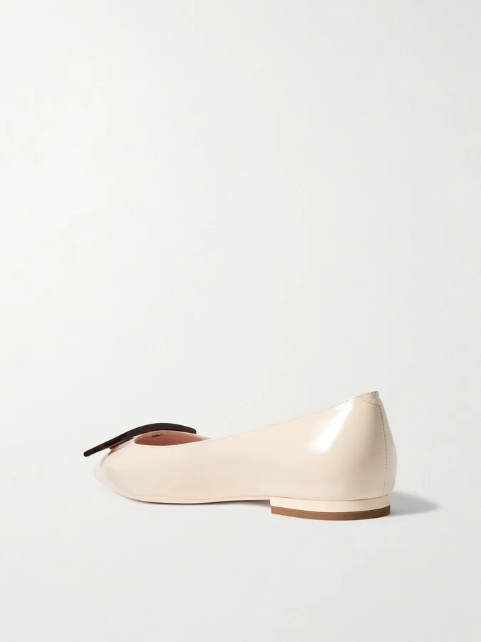 Roger Vivier - Gommettine Patent-leather Point-toe Flats - Off-white - Image 3