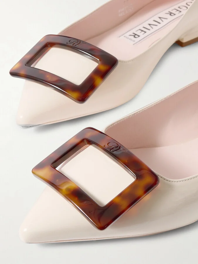 Roger Vivier - Gommettine Patent-leather Point-toe Flats - Off-white - Image 4