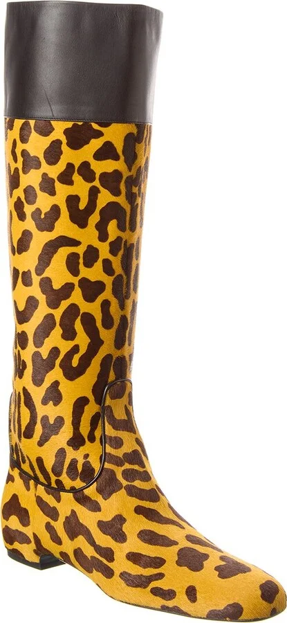 Roger Vivier Haircalf & Leather Knee-High Boot