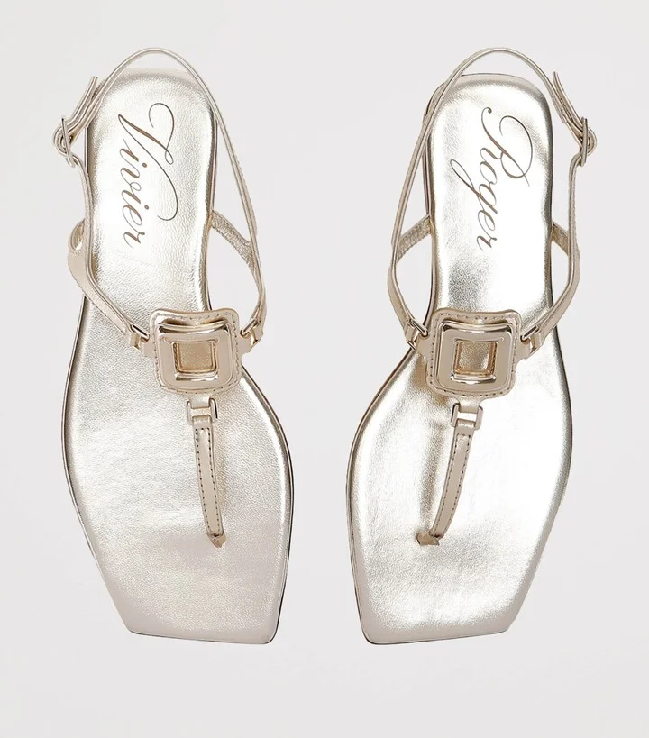 Roger Vivier Leather Bab Viv Sandals - Image 4