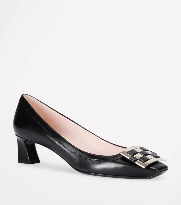 Roger Vivier Leather Braided-Buckle Trompette Pumps 45 - Image 3