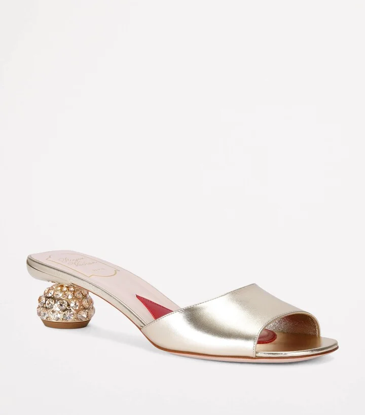 Roger Vivier Leather Crystal-Embellished Mules - Image 3
