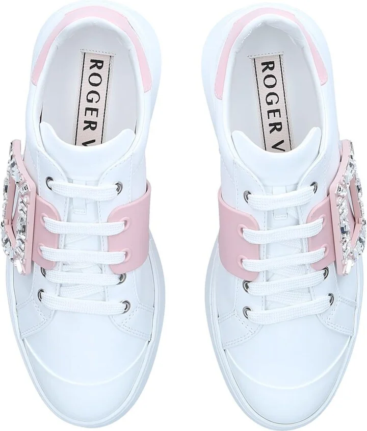 Roger Vivier Leather Embellished Viv Skate Sneakers - Image 4