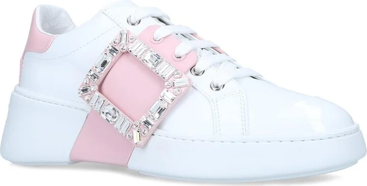 Roger Vivier Leather Embellished Viv Skate Sneakers