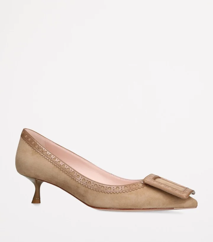Roger Vivier Leather Perforated Viv in the City Pumps 45 - Image 3