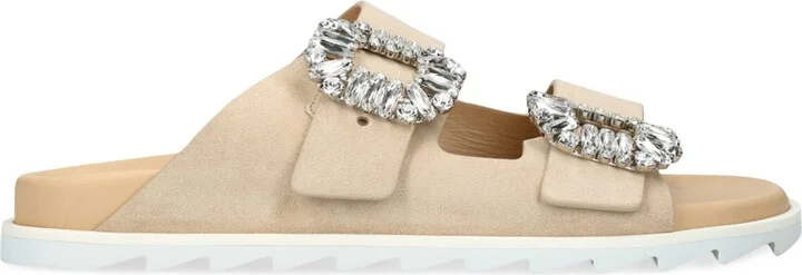 Roger Vivier Leather Slidy Viv Strass Sandals