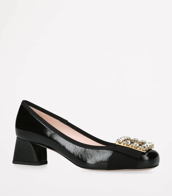 Roger Vivier Leather Très Vivier Strass Heeled Mules 45 - Image 3