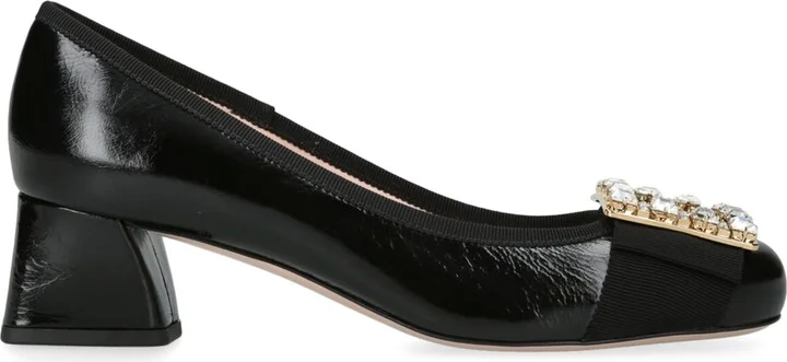 Roger Vivier Leather Très Vivier Strass Heeled Mules 45