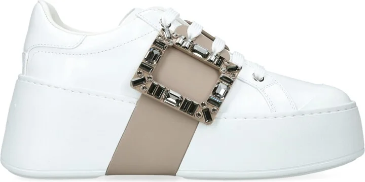 Roger Vivier Leather Viv Skate Platform Sneakers